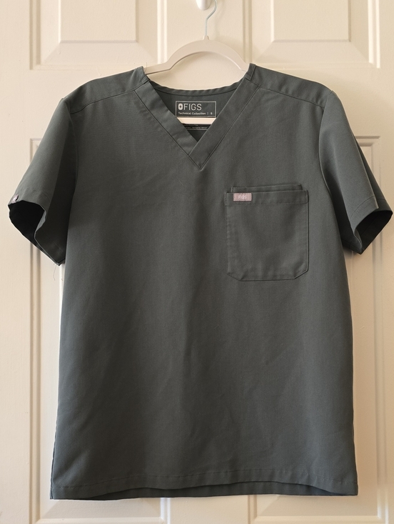 Figs Tops - FIGS V-Neck Scrub Top - Slate Green
